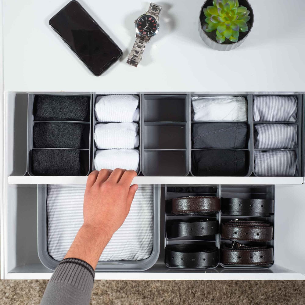 Organizador de Cajón Closet Logic Grande Gris - Organiza2