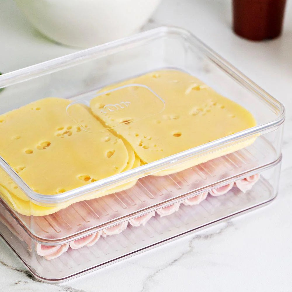 Contenedor Jamón/Queso Doble Clear Transparente Porta Fiambres - Organiza2